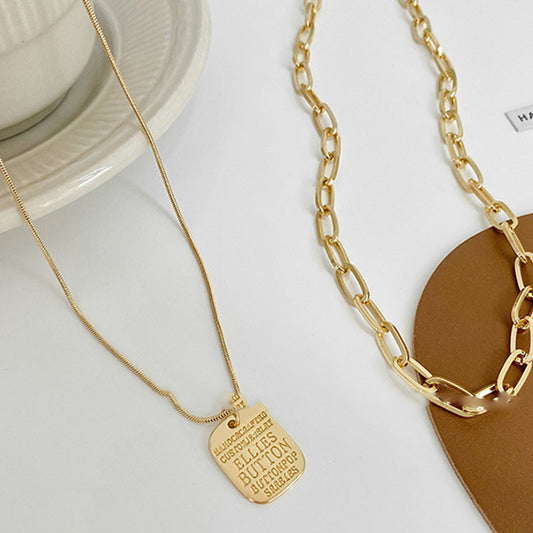 Multi Layer Tag Pendant Necklace For Women 2 Layered