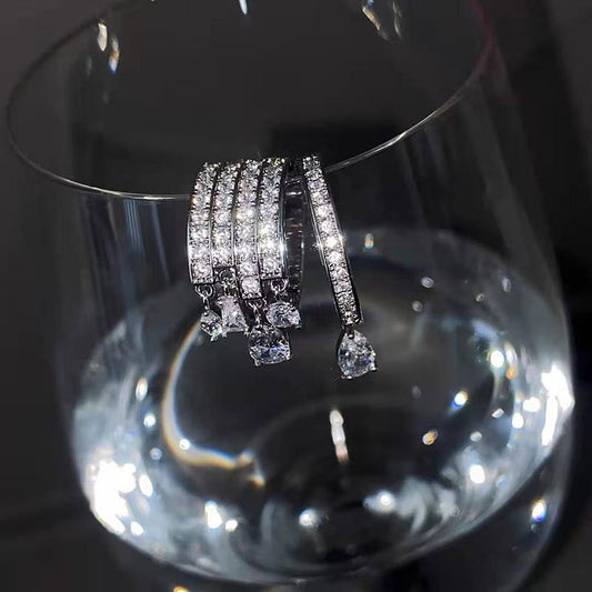 Zirconia Crystal Water Drop Zircon Geometry Rings For Women