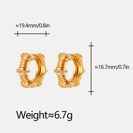 Copper Geometry Fine Zircon-embedded Earrings Women Ear Rings Women