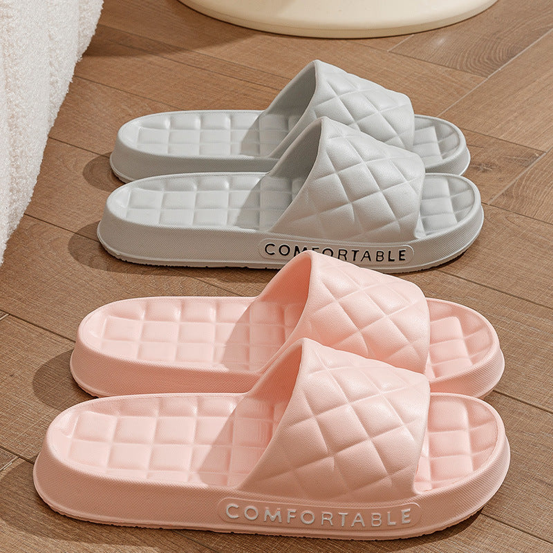 Home Slippers With Plaid Design Soft-soled
