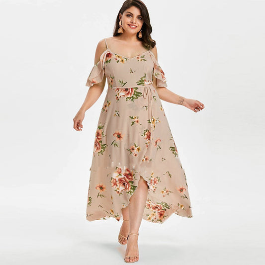 Women Summer Plus Size Loose Beach Long Dress Skirt