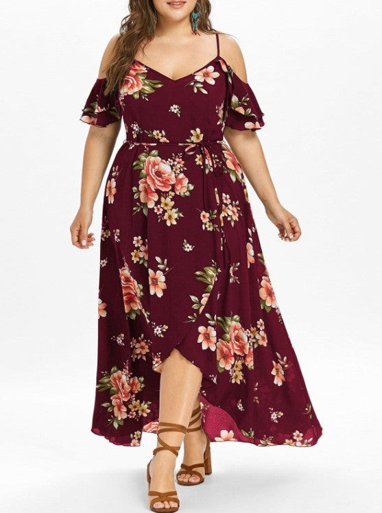 Women Summer Plus Size Loose Beach Long Dress Skirt