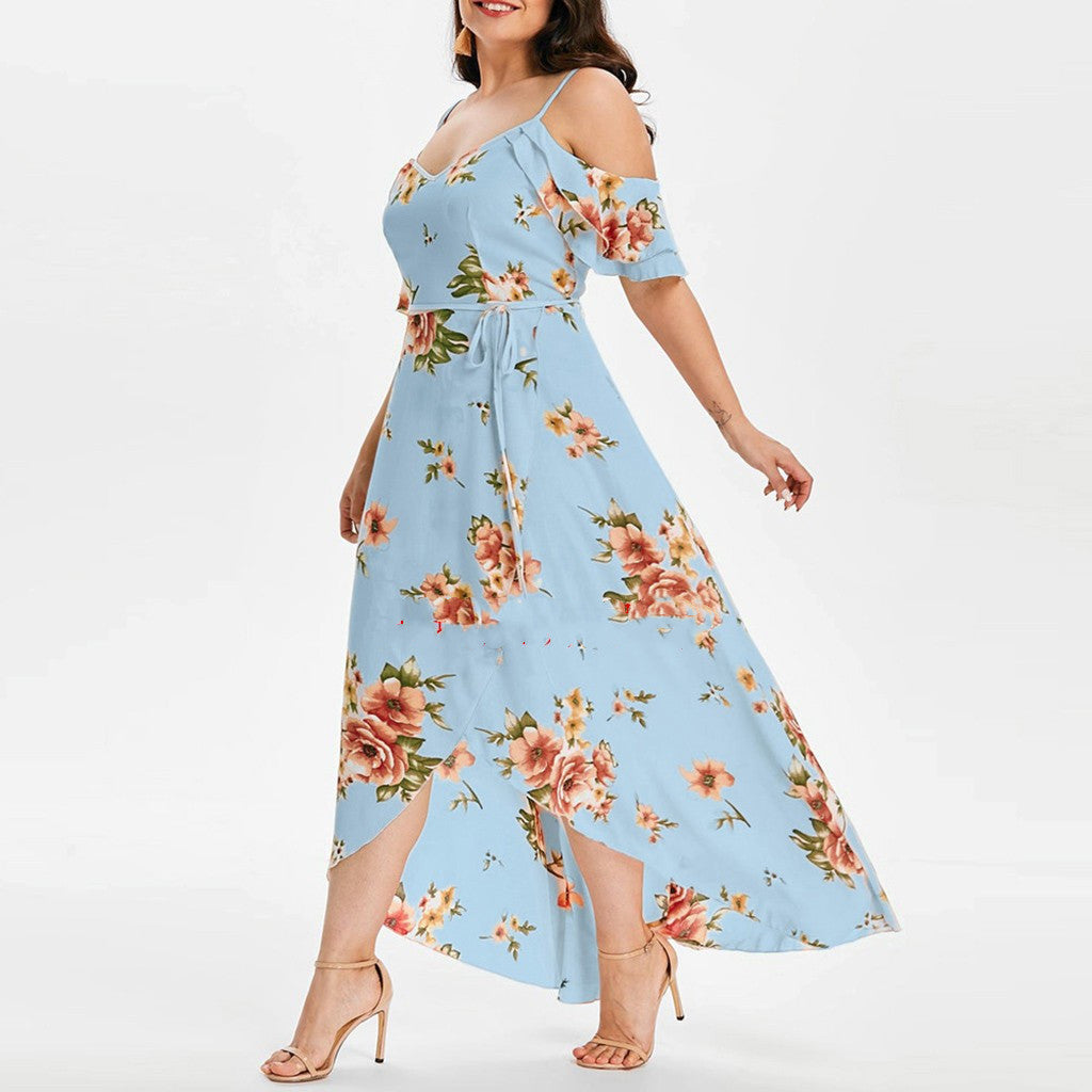 Women Summer Plus Size Loose Beach Long Dress Skirt