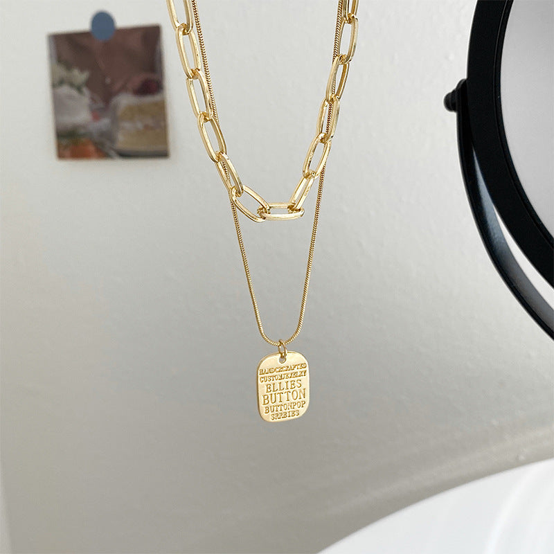 Multi Layer Tag Pendant Necklace For Women 2 Layered