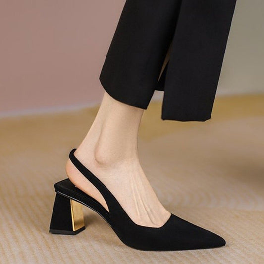 Fishbill Thick Heel Shoes Hollow Toe