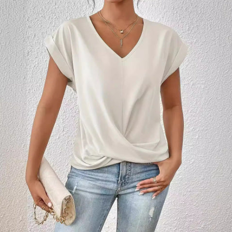 V-neck Short-sleeve T-shirt Summer Casual