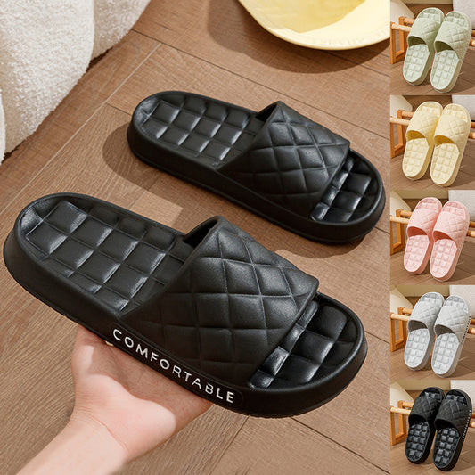 Home Slippers With Plaid Design Soft-soled