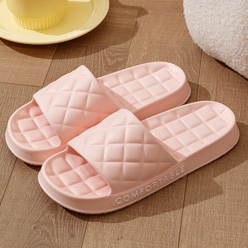 Home Slippers With Plaid Design Soft-soled