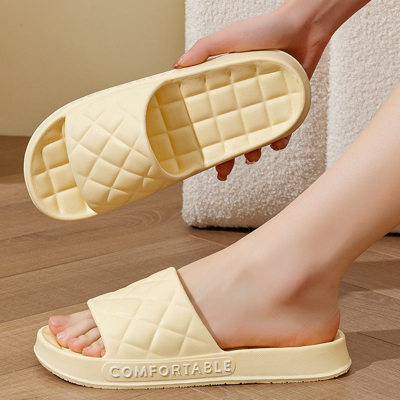 Home Slippers With Plaid Design Soft-soled