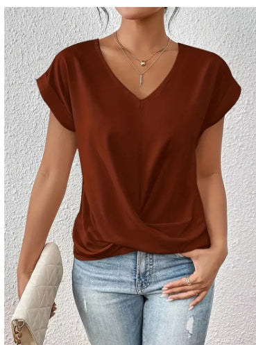 V-neck Short-sleeve T-shirt Summer Casual