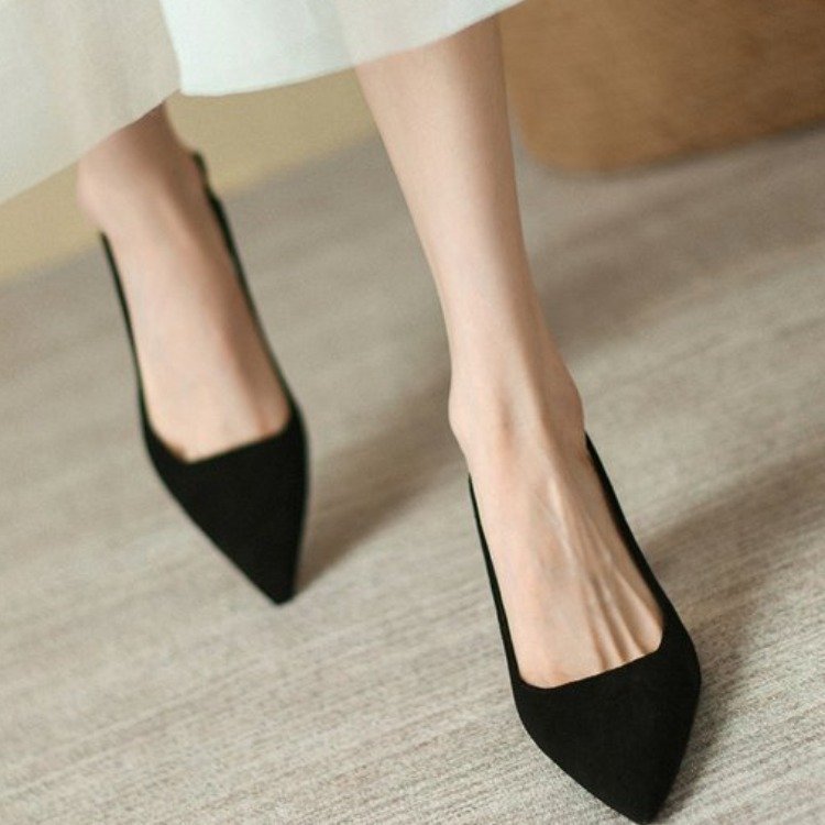 Fishbill Thick Heel Shoes Hollow Toe
