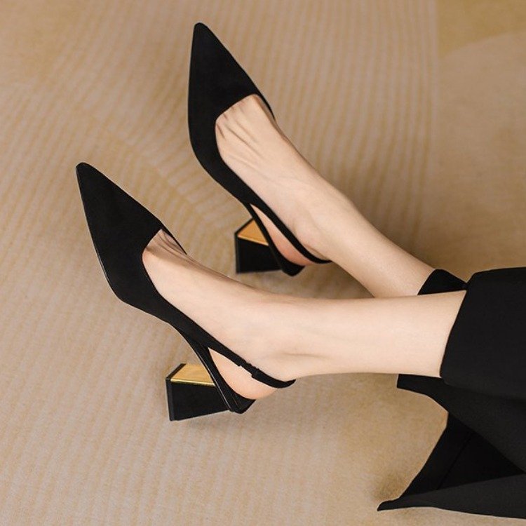 Fishbill Thick Heel Shoes Hollow Toe