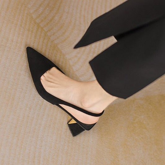 Fishbill Thick Heel Shoes Hollow Toe