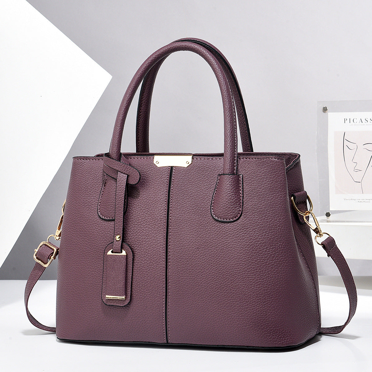 Leather Handbags, Large Capacity Tote Bag, Square Shoulder Bag