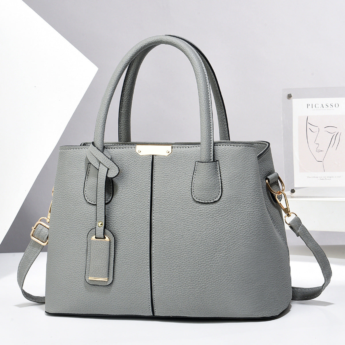 Leather Handbags, Large Capacity Tote Bag, Square Shoulder Bag