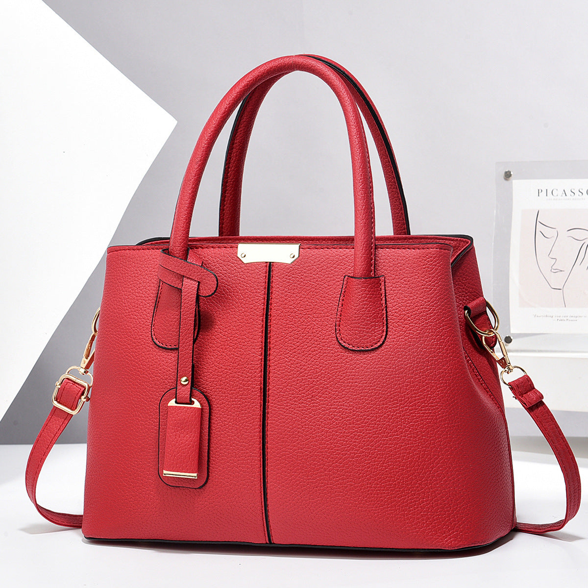 Leather Handbags, Large Capacity Tote Bag, Square Shoulder Bag