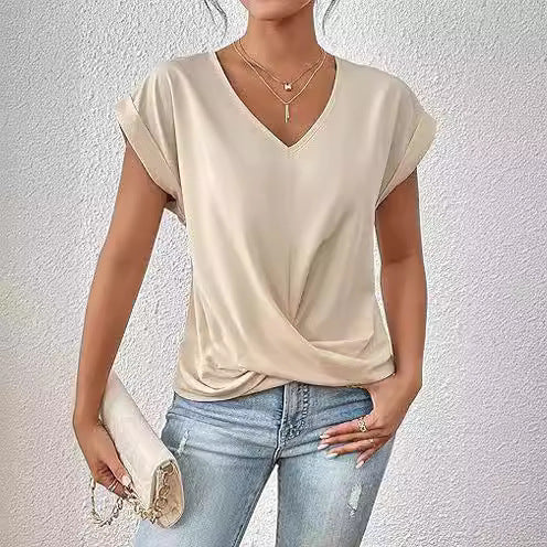 V-neck Short-sleeve T-shirt Summer Casual