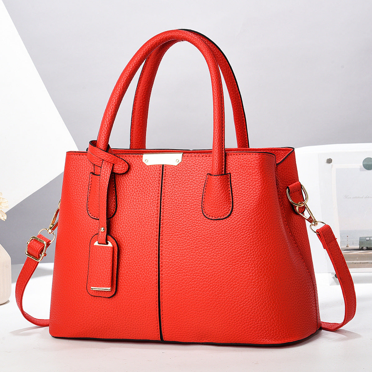 Leather Handbags, Large Capacity Tote Bag, Square Shoulder Bag