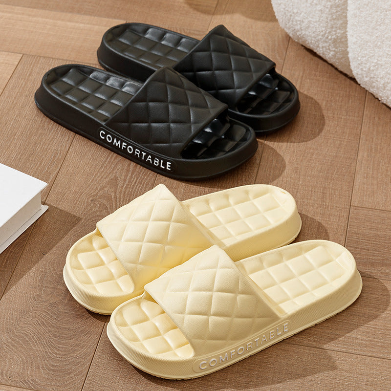 Home Slippers With Plaid Design Soft-soled