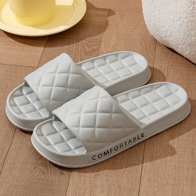 Home Slippers With Plaid Design Soft-soled