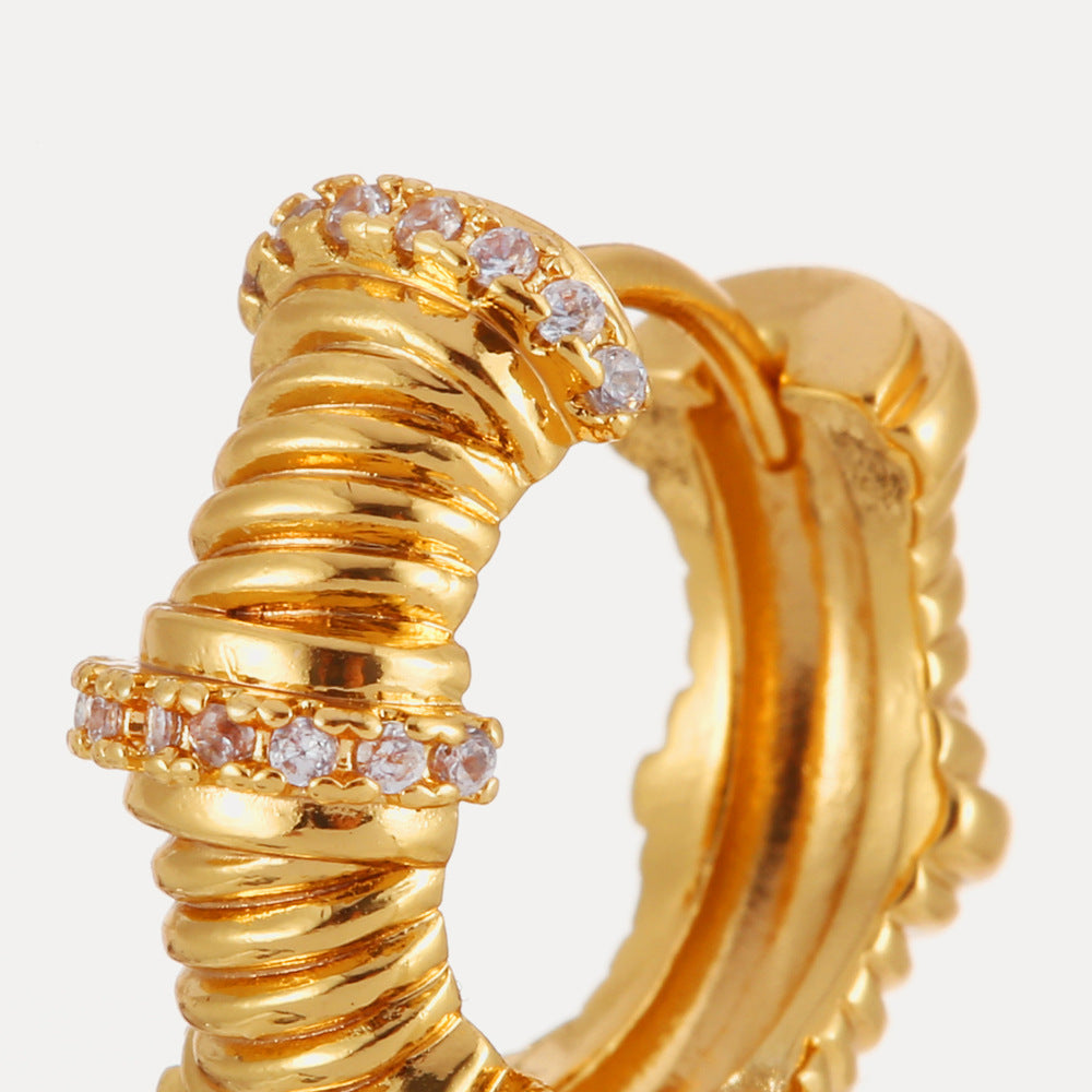 Copper Geometry Fine Zircon-embedded Earrings Women Ear Rings Women