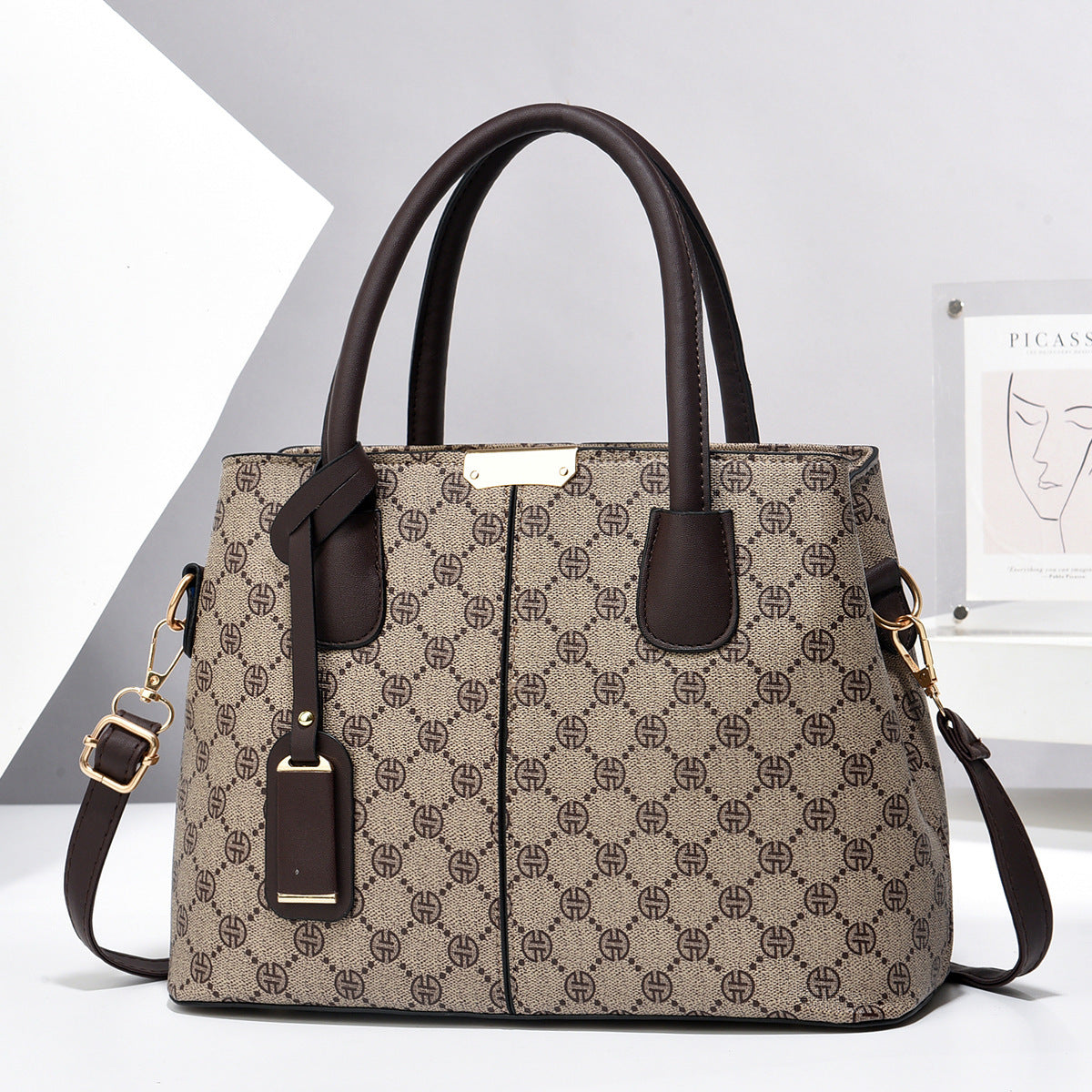 Leather Handbags, Large Capacity Tote Bag, Square Shoulder Bag