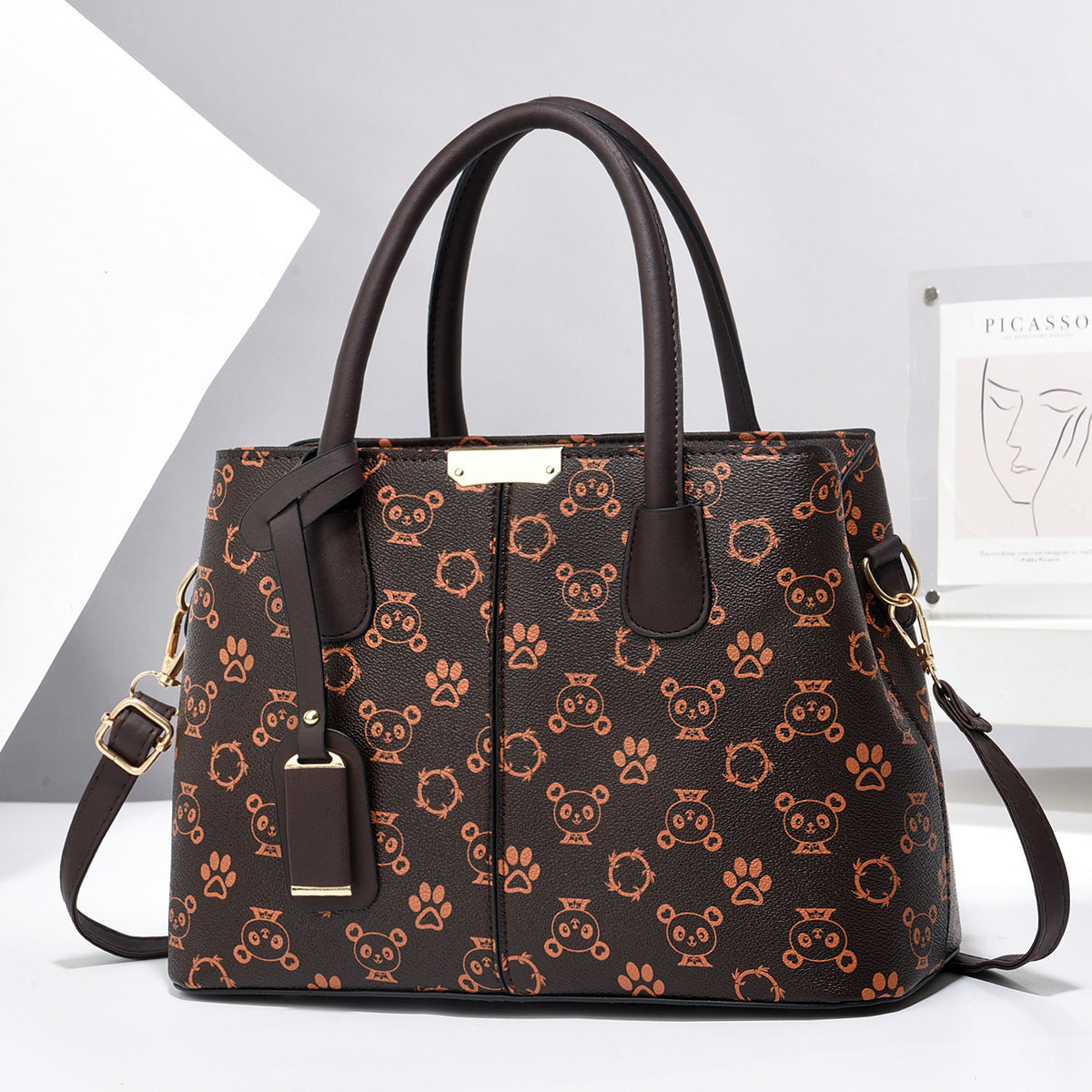 Leather Handbags, Large Capacity Tote Bag, Square Shoulder Bag