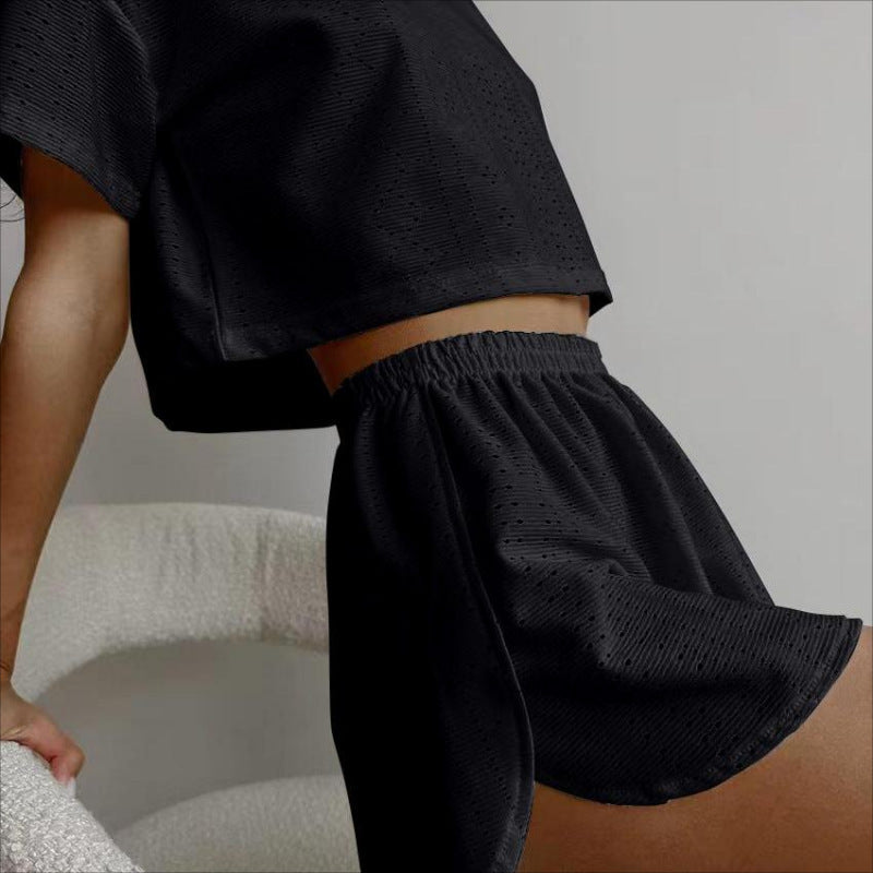 Crop Top And Elastic Slit Shorts Summer Fashion Sport Clothing For Women