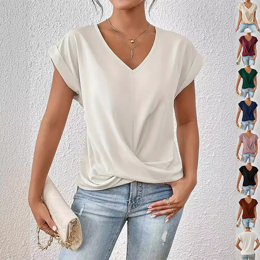 V-neck Short-sleeve T-shirt Summer Casual