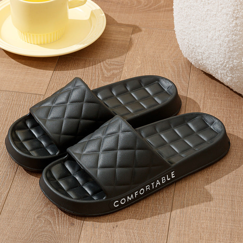 Home Slippers With Plaid Design Soft-soled