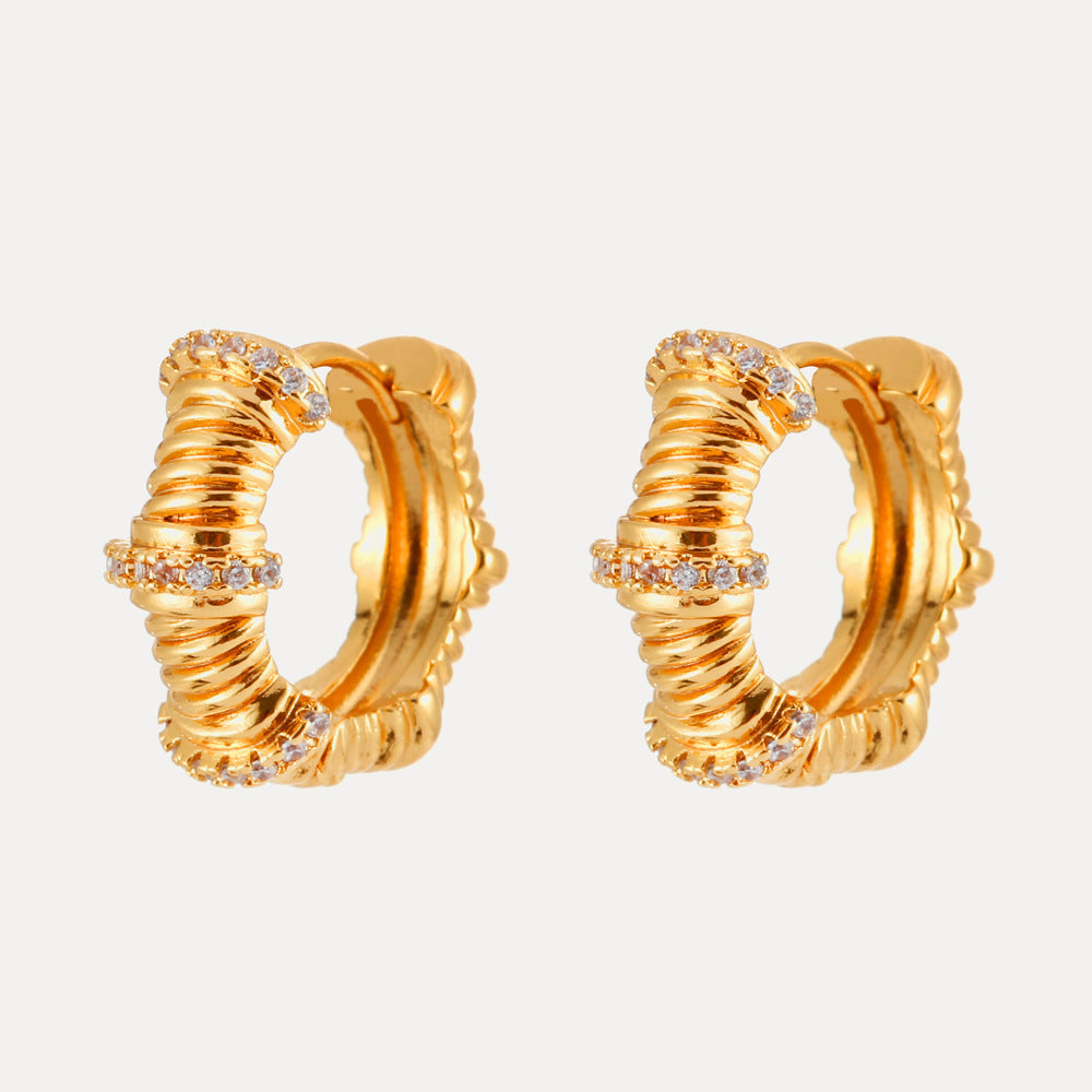 Copper Geometry Fine Zircon-embedded Earrings Women Ear Rings Women