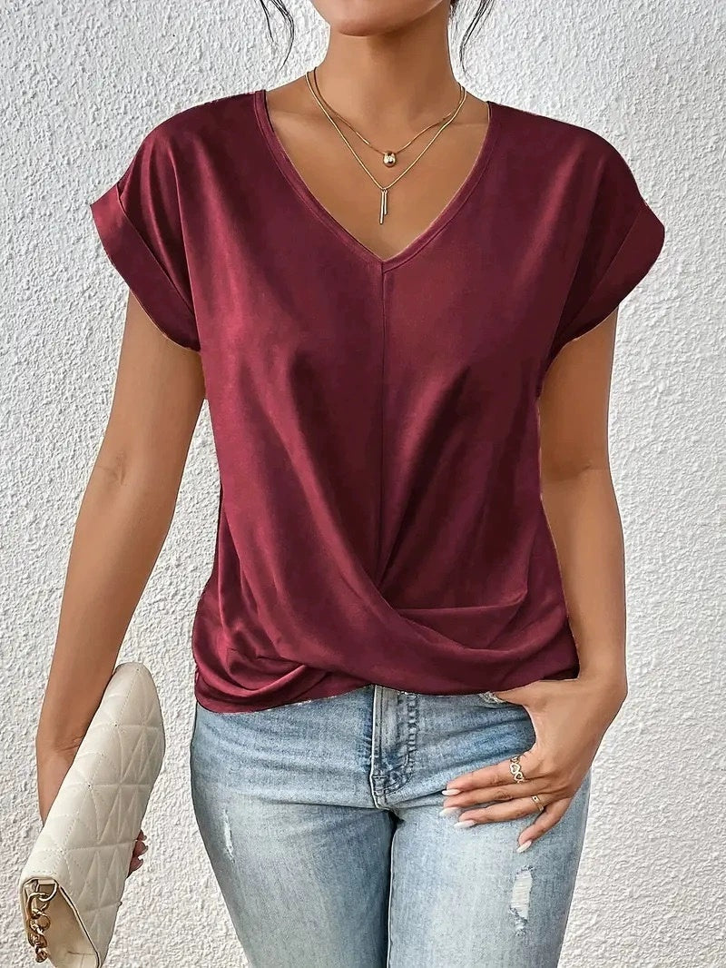 V-neck Short-sleeve T-shirt Summer Casual