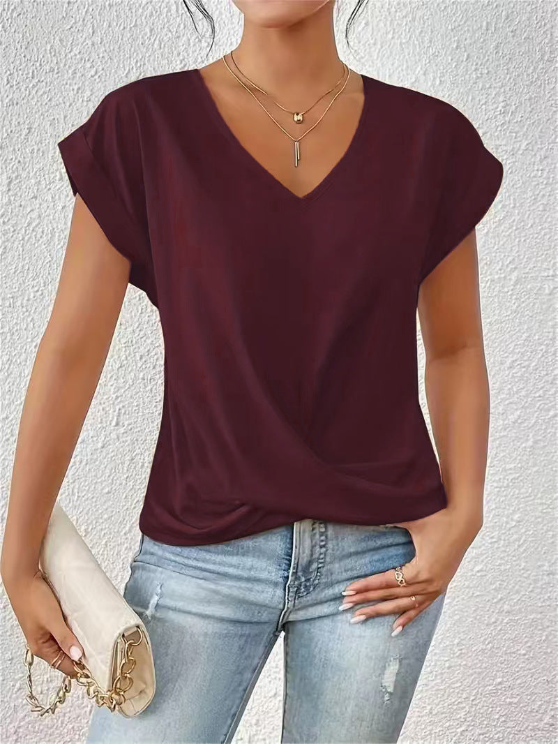 V-neck Short-sleeve T-shirt Summer Casual