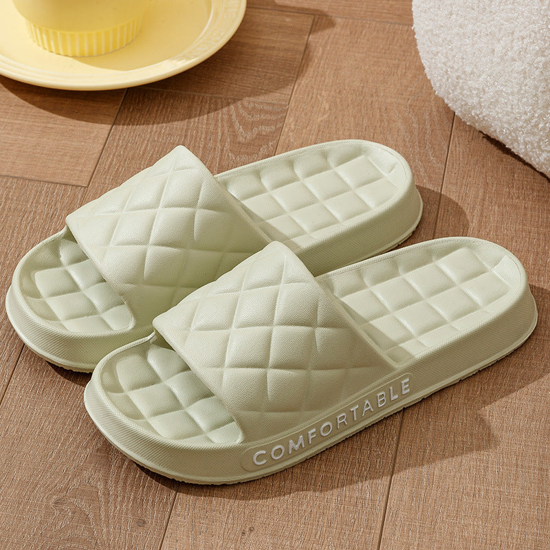 Home Slippers With Plaid Design Soft-soled
