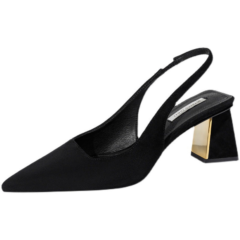 Fishbill Thick Heel Shoes Hollow Toe