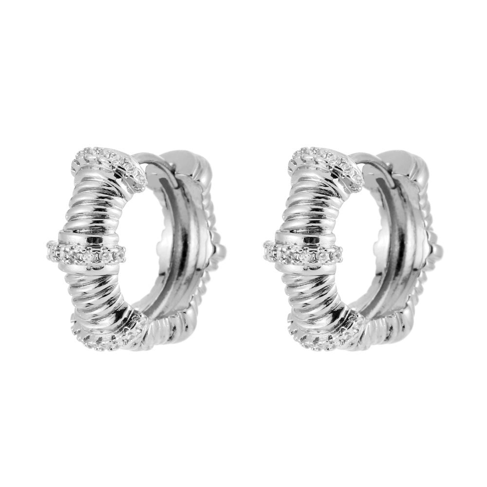 Copper Geometry Fine Zircon-embedded Earrings Women Ear Rings Women