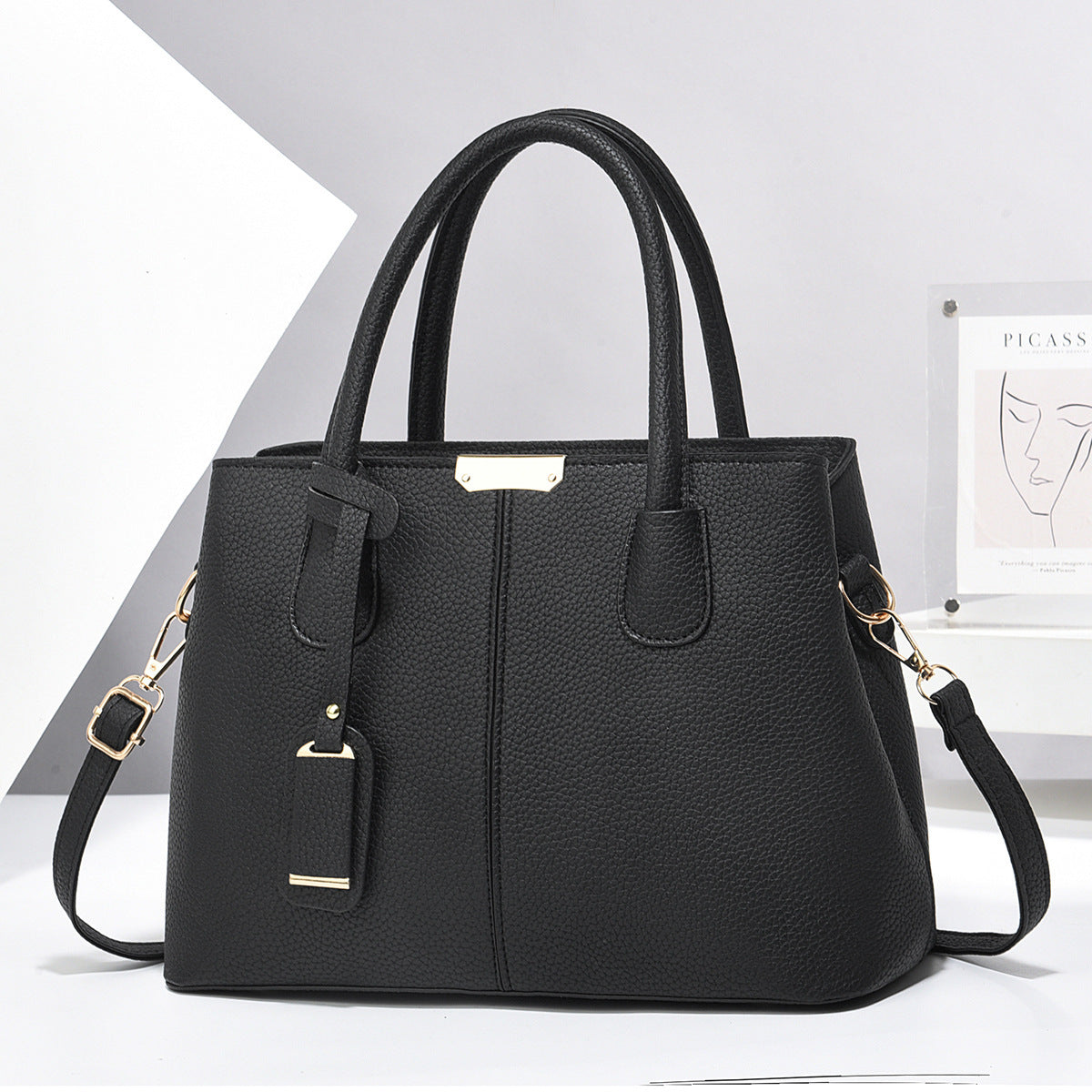 Leather Handbags, Large Capacity Tote Bag, Square Shoulder Bag