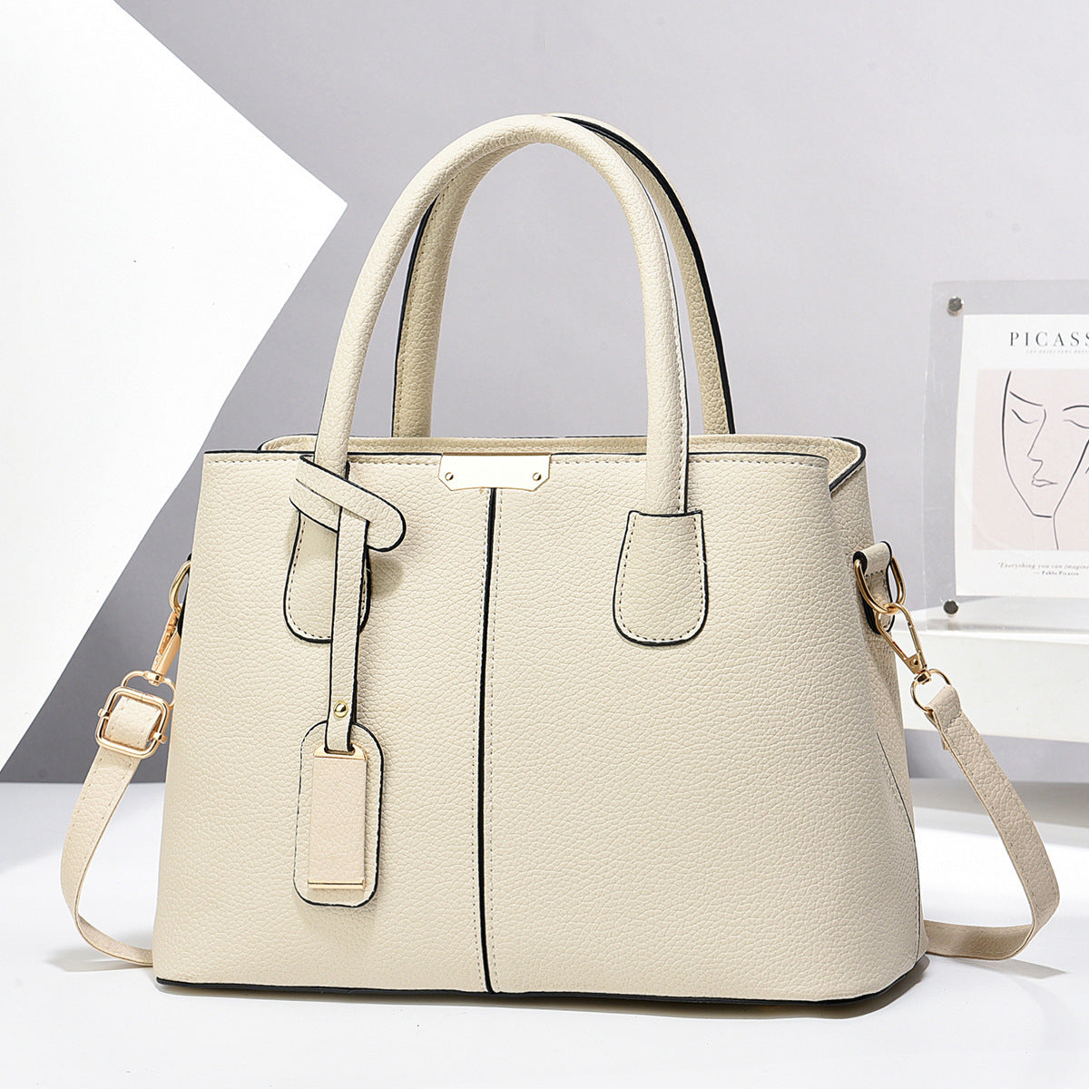 Leather Handbags, Large Capacity Tote Bag, Square Shoulder Bag