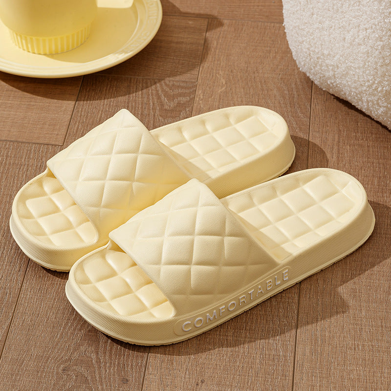 Home Slippers With Plaid Design Soft-soled