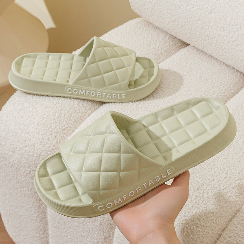 Home Slippers With Plaid Design Soft-soled